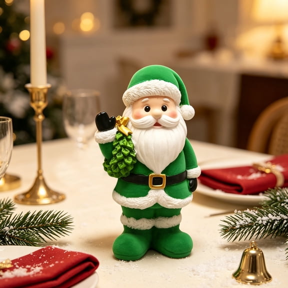 Eolstice Santa Claus Resin Ornament, Flocked Desktop Decoration, Christmas Gift for Home Living Room Office, Holiday Table Accent, Festive Home Decor