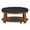 Black+Brown, variant on Leumius Coffee Table,2-Tier Round Oversized Button Tufted Ottoman with Wood Shelf Storage for Living Room,Ivory White