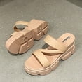 thumbnail image 6 of Xfvqtps Flatform Sandals Women Slide Thick Sole Open Toe Solid Color Soft Sole Non Slip Beach Summer PVC Slide Sandals Khaki, 6 of 9