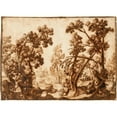 thumbnail image 3 of Remigio Cantagallina 14x11 Black Modern Framed Museum Art Print Titled - Landscape with Seated Figures in Foreground, 3 of 5