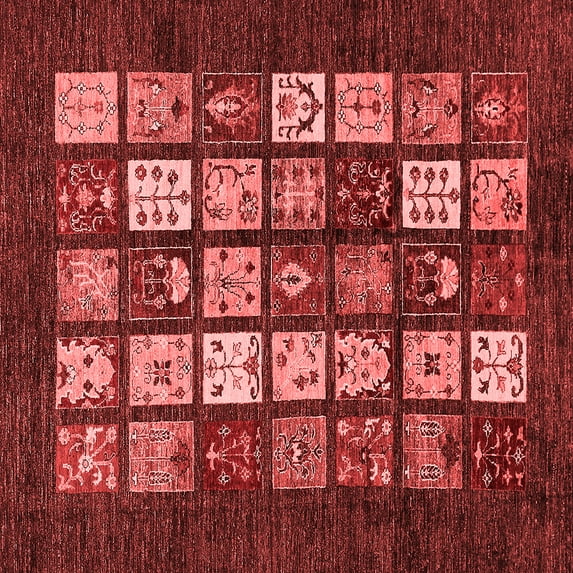 Ahgly Company Indoor Square Abstract Red Modern Area Rugs, 8' Square