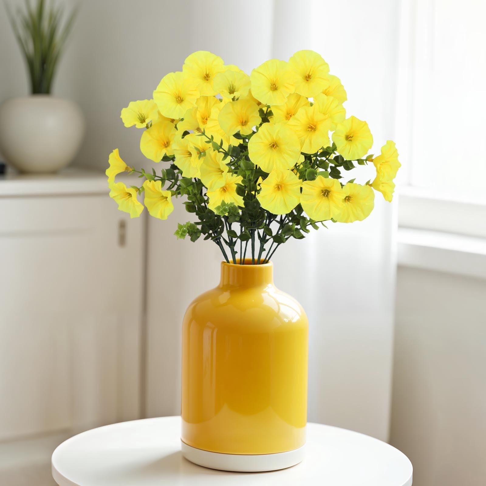 Outdoor Artificial Flowers Realistic, QQZ Weather Resistant Fake Flowers for Garden Decor, 6PC Silk Morning Glory Arrangements Patio Decorations