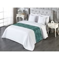 thumbnail image 3 of Abstract Bed Runner, Ethnic Style with Wavy Stripes Tribal Folk Themed Ornaments, Decorative Accent Bedding Scarf for Hotels Homes & Guest Rooms, Queen, Pale Seafoam and Hunter Green, by Ambesonne, 3 of 3