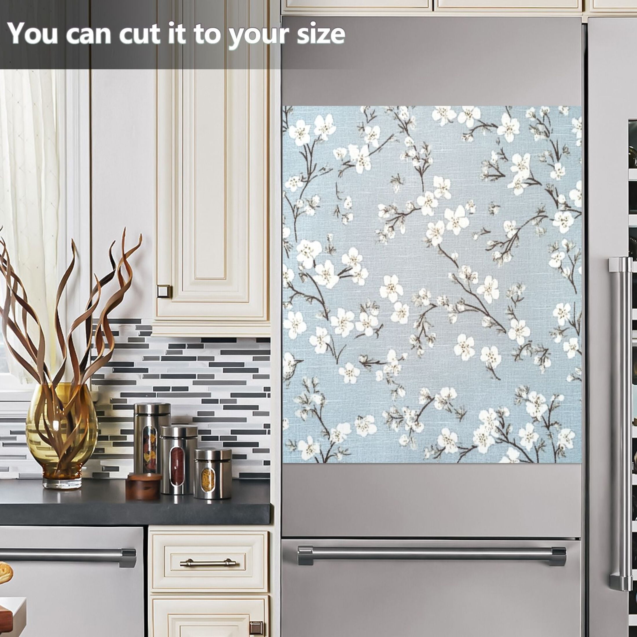 Dishwasher Magnetic Sticker 23x26 Inch Refrigerator Magnetic Sticker Washing Machine Magnetic Sticker Kitchen Panel Magnetic Sticker Home Decor Pretty White Cloth Flowers