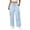 Blue, variant on Wide Leg Linen Cargo Pants for Women Drawstring High Waisted Baggy Palazzo Summer Beach Lounge Trousers with Pockets, 29'' Inseam