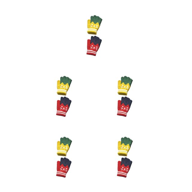 Jumpingount 2 pares de guantes para niños de dedo completo invierno otoño deportes al aire libre montar cálidos mitones de punto elásticos Type2 NO2