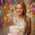 thumbnail image 3 of Birthday Candle Number Gold White Glitter with Crown Cartoon Creative Party Cake Topper Decoration, Festive Numeric Candle for Celebration, Royal Themed Cake Decor Supplies, 3 of 4