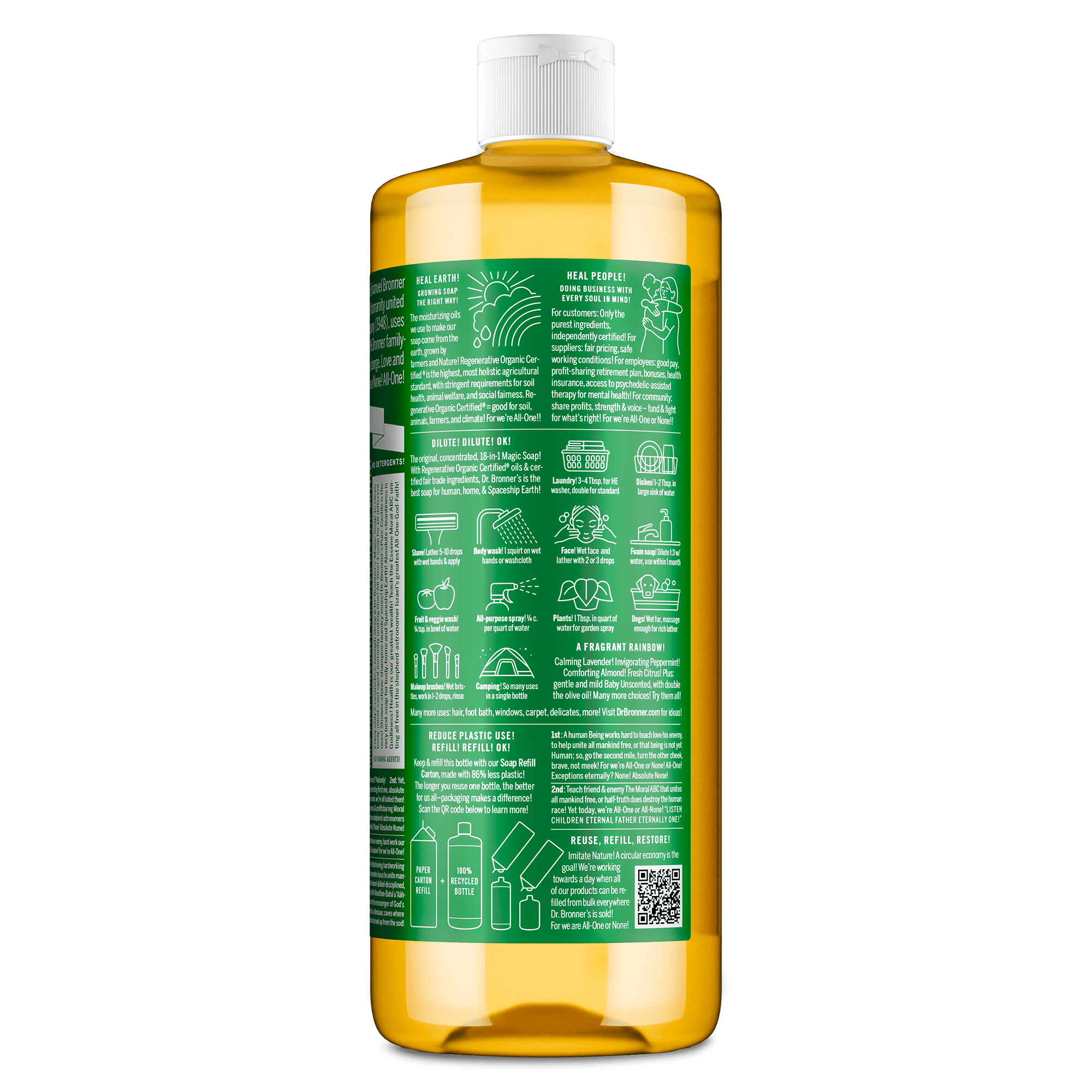 Dr. Bronner's Magic Soap - Almond - Pure-Castile Liquid Soap - 32 oz – for face, body wash, hands