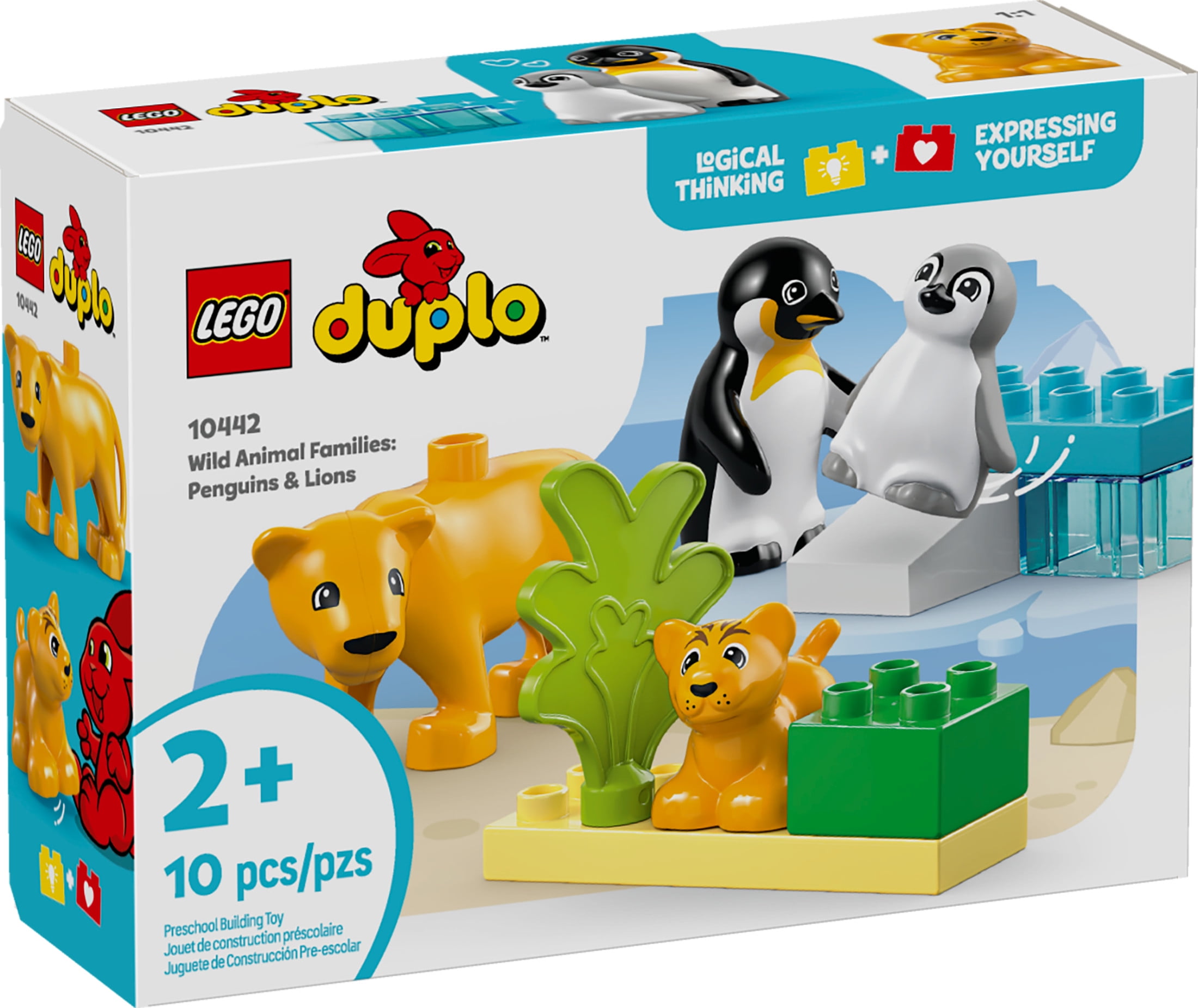 LEGO DUPLO Town Wild Animal Families Penguins & Lions Building Toy Playset - Preschool Learning & Educational Animal Toy for Toddlers, Boys and Girls, Ages 2+ - Baby Gift Ideas - 10442