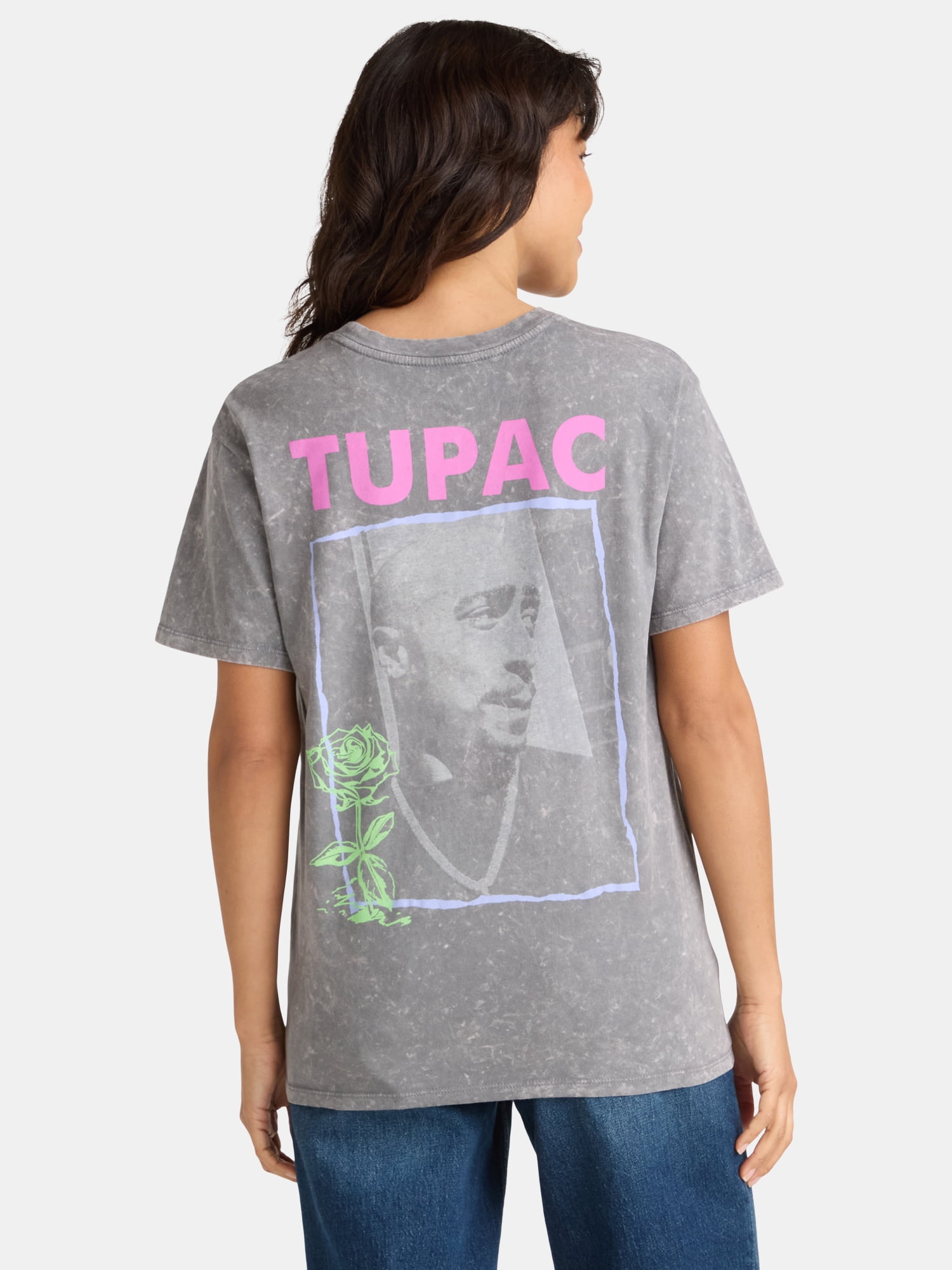 Tupac Women's Graphic Tee with Short Sleeves, Sizes XXS-XXL