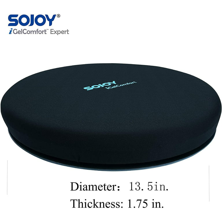 Sojoy iGelComfort Deluxe Gel Swivel Seat Cushion with Supportive Memory  Foam Rotating Seat Cushion for Home,Stool Chair,Office (13.5X13.5X1.75)