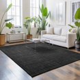 thumbnail image 4 of Vintage Black Washable Area Rug 4 x 6 ft Linen Texture Farmhouse Soft Non Slip Rugs Stain Repellent Indoor Felt Carpet for Living Dining Room Bedroom Home Office, 4 of 9