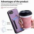 thumbnail image 6 of Dteck for iPhone 16e Case Wallet,Card Holder Case with Screen Protector,Folio Cover with RFID Blocking PU Leather Shockproof Phone Case with Rotatable Ring Stand Wrist Strap for iPhone 16e 2025,Purple, 6 of 9