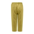 thumbnail image 4 of WIZUTIZ Women's Capri Pants Plus Size Relaxed Baggy Wide Leg Palazzo Pants Elastic Spandex Mid Rise Pants Solid Drawstring Straight Leg with Pockets Pants for Teen Girls Dance Travel Yellow, 4 of 4