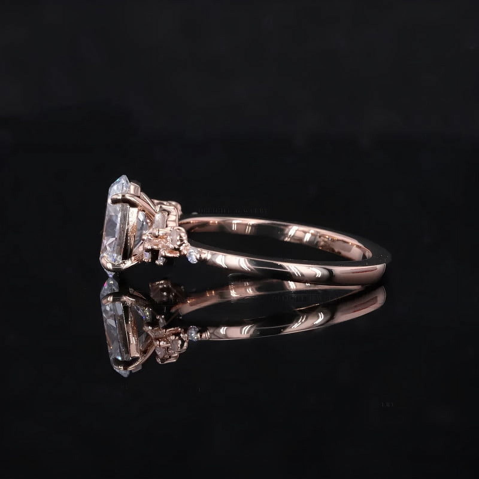 solitaire jewels Unique SnowDrift Oval Moissanite Engagement Ring For Women, 14K Rose Gold