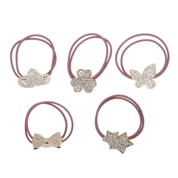 Unique Bargains 5 Pcs Fashion Rhinestone Hair Elastic Band for Home Wine Red