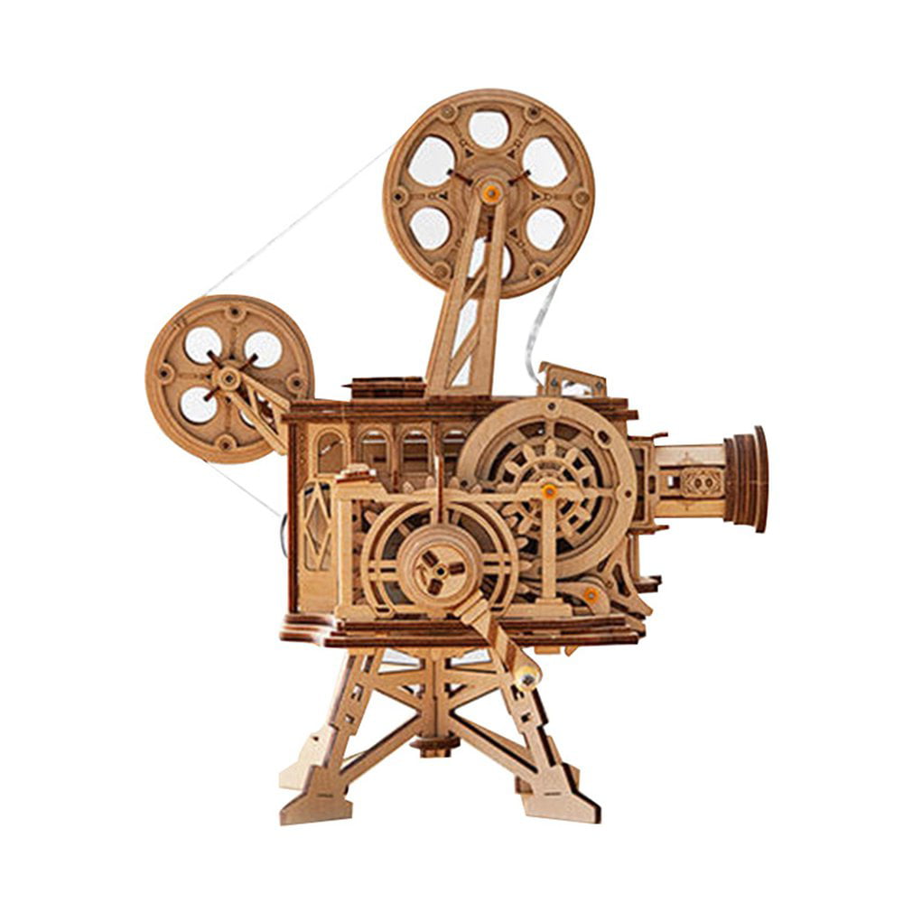 Details about   183pcs Vintage Diy 3D Hand Crank Film Projector Wooden Puzzle Game Assembly Toy