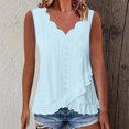 thumbnail image 2 of ClodeEU Women's V Neck Sleeveless Tank Top with Ruffle Hem,Casual Solid Color Layered Blouse Light Blue,Womens Plus XL, 2 of 7