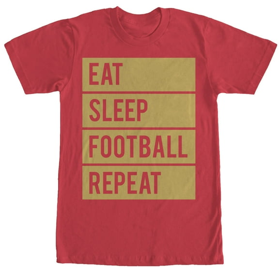 Men's CHIN UP Eat Sleep Football Repeat  Graphic Tee Red Small