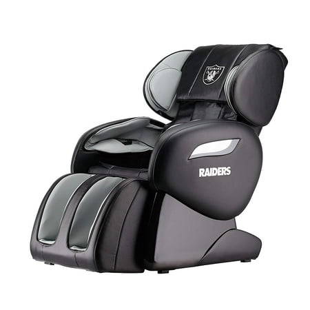 NFL Oakland Raiders Electric Full Body Shiatsu Massage Chair Foot Roller Zero Gravity w/Heat