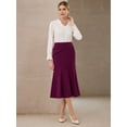 thumbnail image 3 of DARING DIVA Women's High Elastic Waist Fishtails Midi Skirts for Work S Purple, 3 of 6
