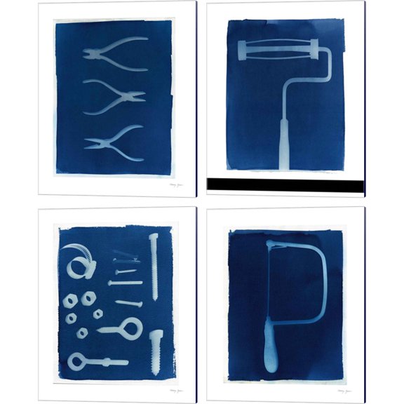 Great Art Now Cyanotype Tools by Nancy Green 4 Piece Canvas Art Set Each 12"W x 15"H