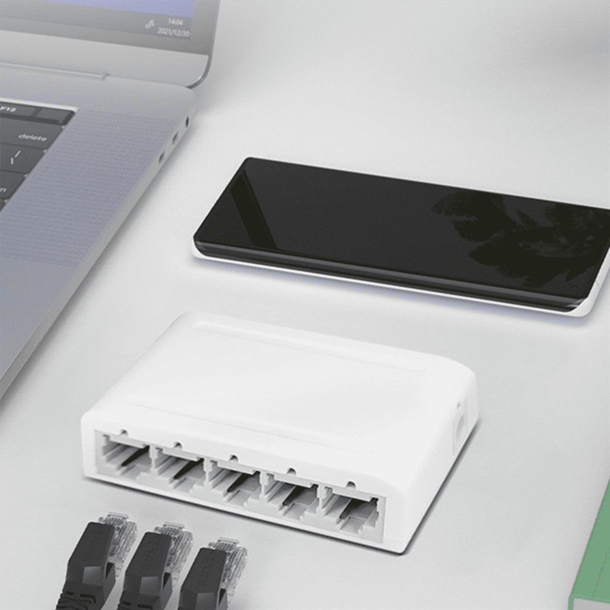 5X 5 Port Data Switch,Network Hub,Desktop Ethernet Splitter,Plug & Play Shielded Ports Fanless Quiet,5 x Ethernet Splitter,White