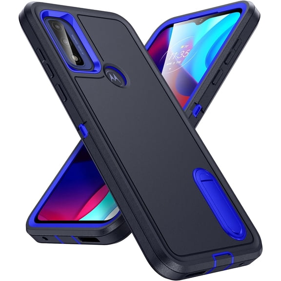 for Moto G Pure Case, Moto G Power 2022 Phone Case with Built in Kickstand, Shockproof/Dustproof/Drop Proof Grade Protective Cover for Moto G Power 2022,Dark Blue/Royal Blue