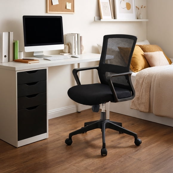 Silla de Escritorio para Oficina Ergonómica Con Soporte Lumbar Negro