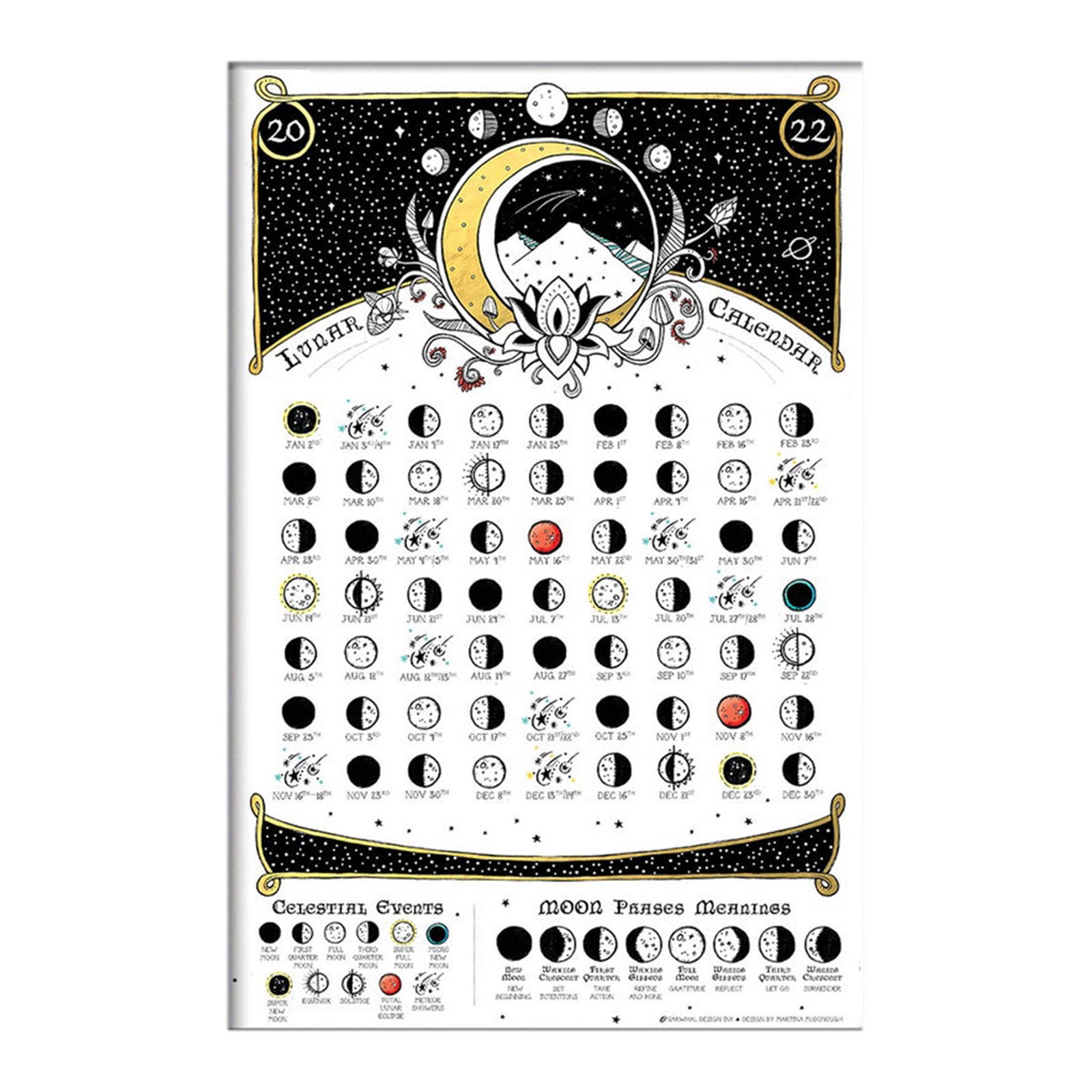 Moon Phase On Christmas 2022 Yaman Hanging Christmas Decorations Moon Phases 2022 Lunar Calendar 2022  Moon Phases Space Print Paper - Walmart.com