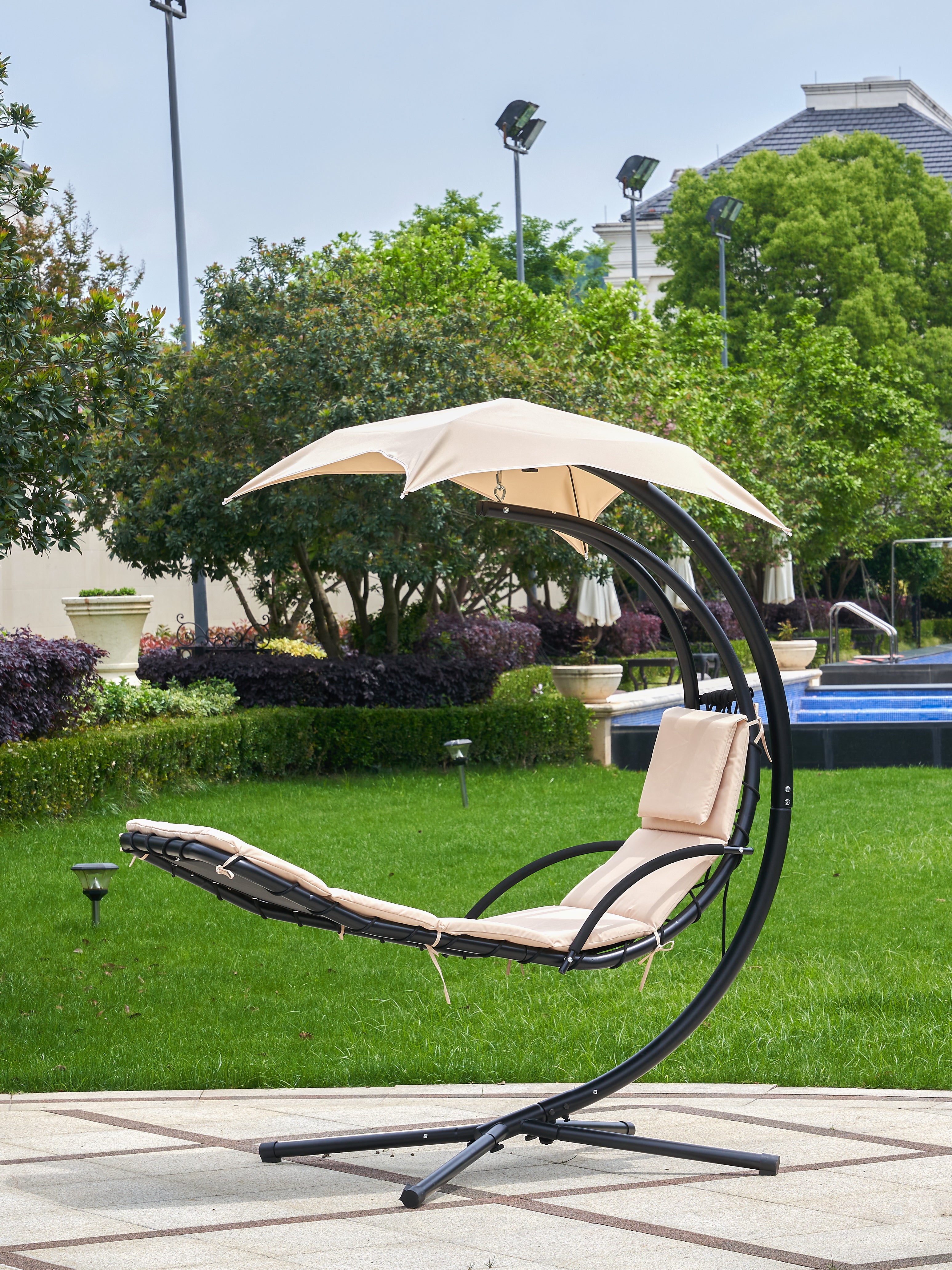 Cyclone Sound Foam Padded Cushion and Umbrella Replacement for Outdoor Hanging Lounge Chaise Chair