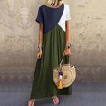 thumbnail image 3 of WMTBSRSW Women's Plus Size Summer Dress Color Block Loose Casual Short Sleeve T Shirt Dress Round Neck Summer Beach Swing Pleated Long Dress, 3 of 5