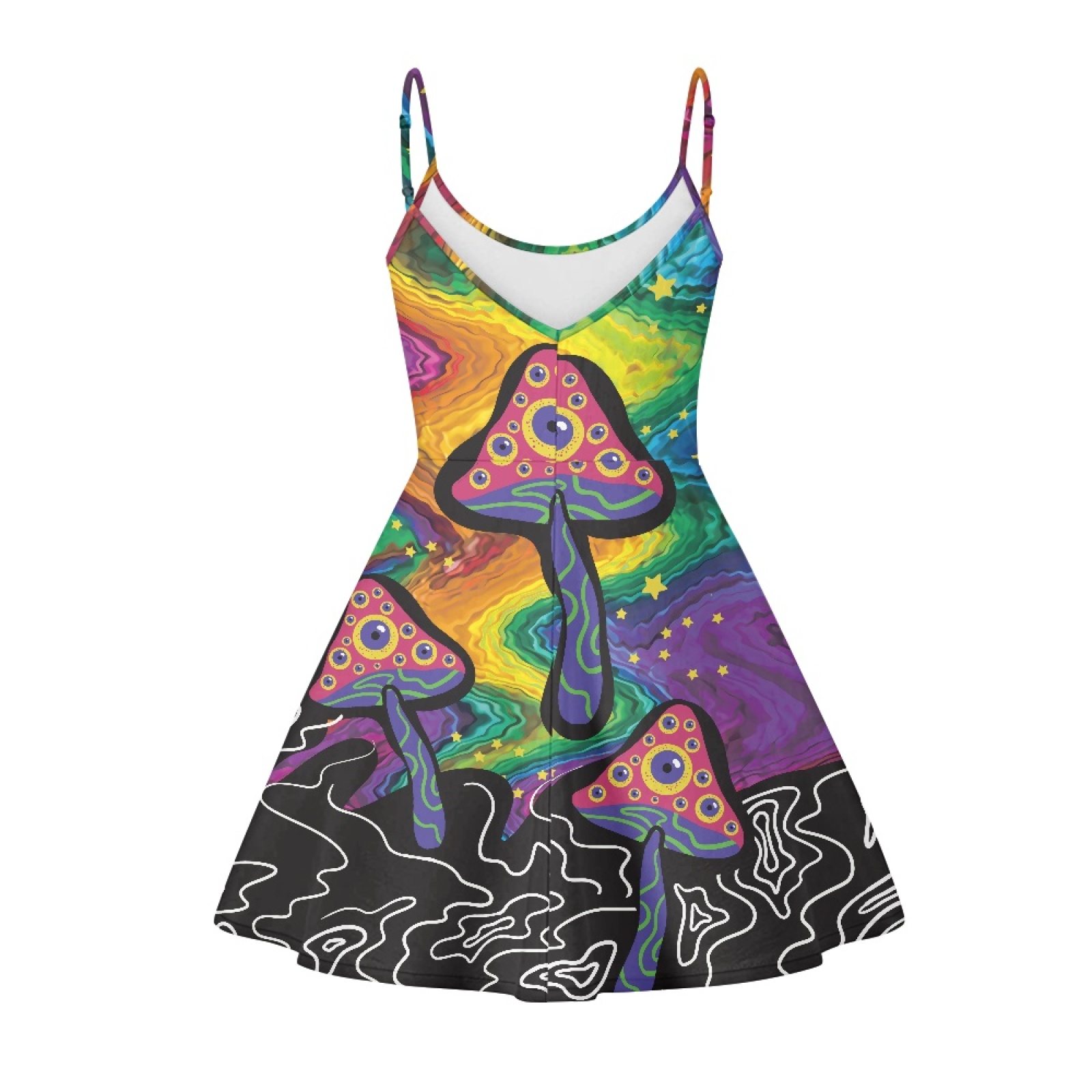 Jeiento Womens Dress Casual Sleeveless Midi Dresses Athletic Activewear Summer Knee Length Dress Dresses Breathble Great Gift for Teen Girls Size L, Magic Mushroom