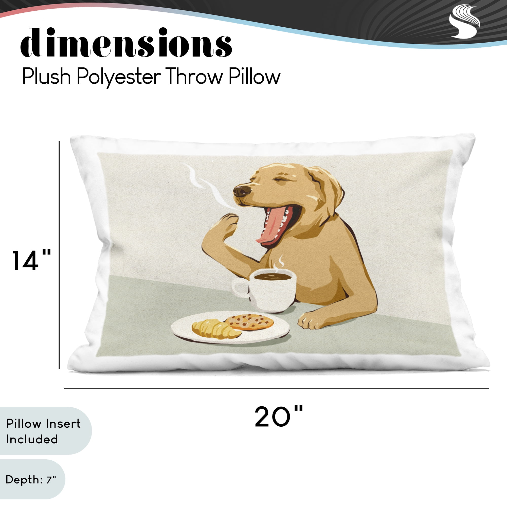 Stupell Industries Yawning Dog with Morning Coffee Decorative Printed Throw Pillow, design by Ziwei Li, 14 x 7 x 20