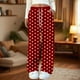 thumbnail image 1 of Pantalones largos de poliéster con bolsillos y estampado elástico para mujer, 1 of 4