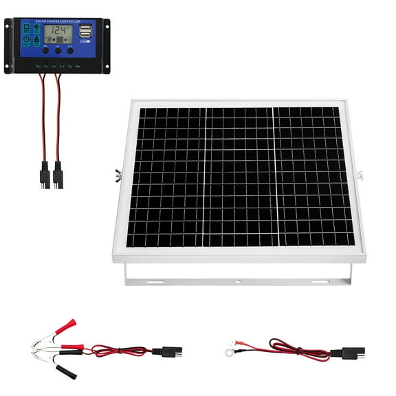 KFFKFF 20W 12V Solar Panel Charger, Solar Battery Maintainer with Smart MPPT Controller & Adjustable Mount, IP67 Waterproof for Cars, Boats, RVs, Motorcycles, and Trailers