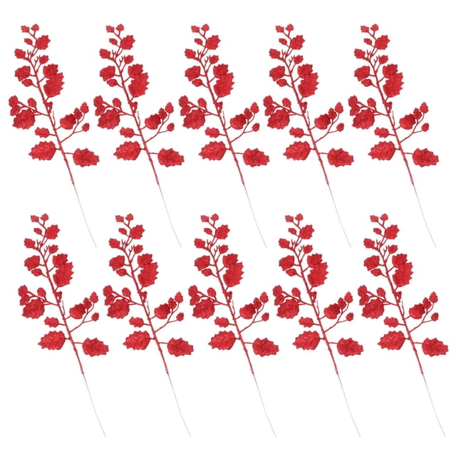CTIRCHIU 10 Pcs Feuilles Pailletées Rouges Projets de Bricolage Décoration Maison pour Célébrations de Vacances