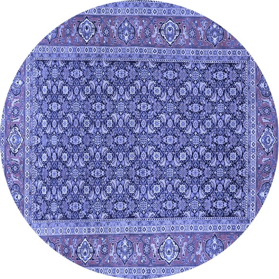 Ahgly Company Machine Washable Indoor Round Persian Blue Traditional Area Rugs, 3' Round