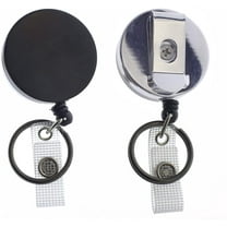 2 Pack - Heavy Duty Retractable Badge Reel with Key Ring - All Metal Construction Card & Key Holders with Thick Nylon Cord, Belt Clip, Reinforced ID Strap & Keychain by Specialist ID (Black / Silver)