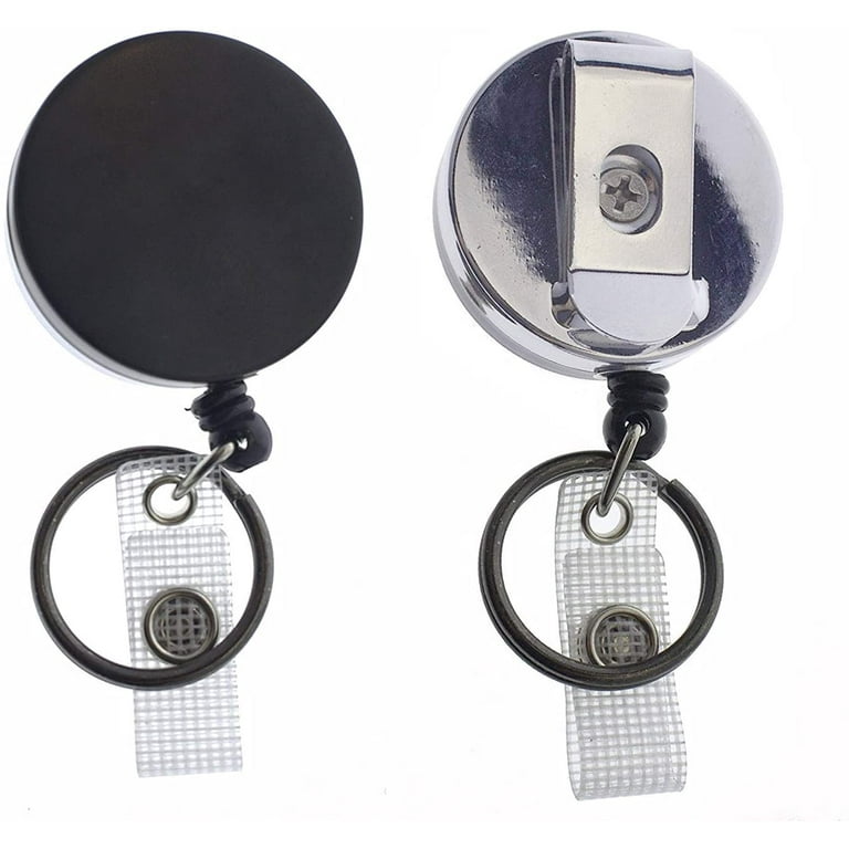 2 Pack - Heavy Duty Retractable Badge Reel with Key Ring - All