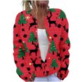 thumbnail image 2 of LOVZFMLL Cardigan pour Femmes Décontracté Imprimé de Noël Cardigan Tricoté Veste à Boutons, 2 of 5