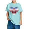 thumbnail image 2 of wycnly Shirts for Girls Tee Top for Kids Kids Boys Loose Fit 4th of July Star Striped Graphics Patriotic Tees Shirts Casual Heart Print Short Sleeve Tops Girls Tops(Size:7 Years), 2 of 6