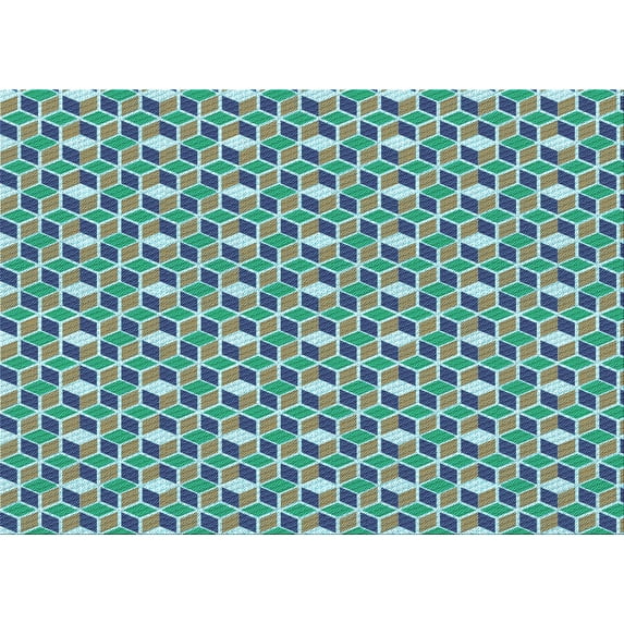 Ahgly Company Machine Washable Indoor Rectangle Transitional Turquoise Green Area Rugs, 6' x 9'