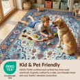 thumbnail image 4 of Design&I 8'x10' Washable Area Rug Extra Large Skid-Resistant Low Profile Oriental Vintage Medallion With Distressed Boho Floral Border Accents for Living Room, Family, 4 of 7
