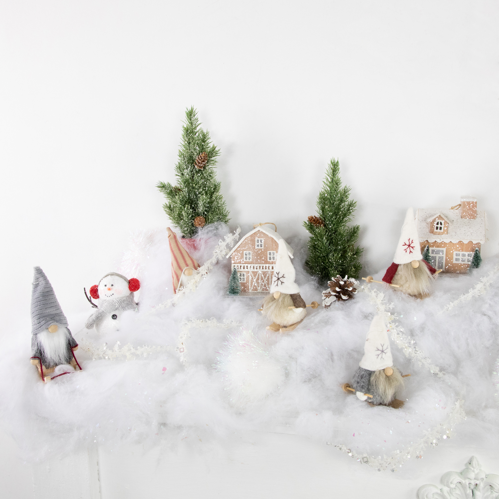 Set of 3 Wooden Gnomes Christmas Ornaments 4"