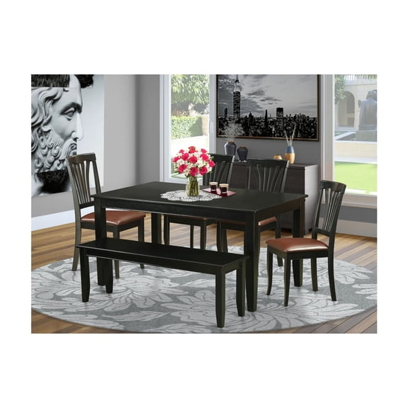 Dining Set - Asian Hardwood Table & Chairs - 6 Piece Set