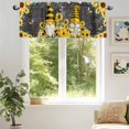 thumbnail image 6 of Sunflower Kitchen Valances for Windows Farmhouse Bee Gnome Black Rod Pocket Curtain Valances for Living Room Bedroom Cafe Window Treatment, 1 Panel, 60x18 Inch, 6 of 7