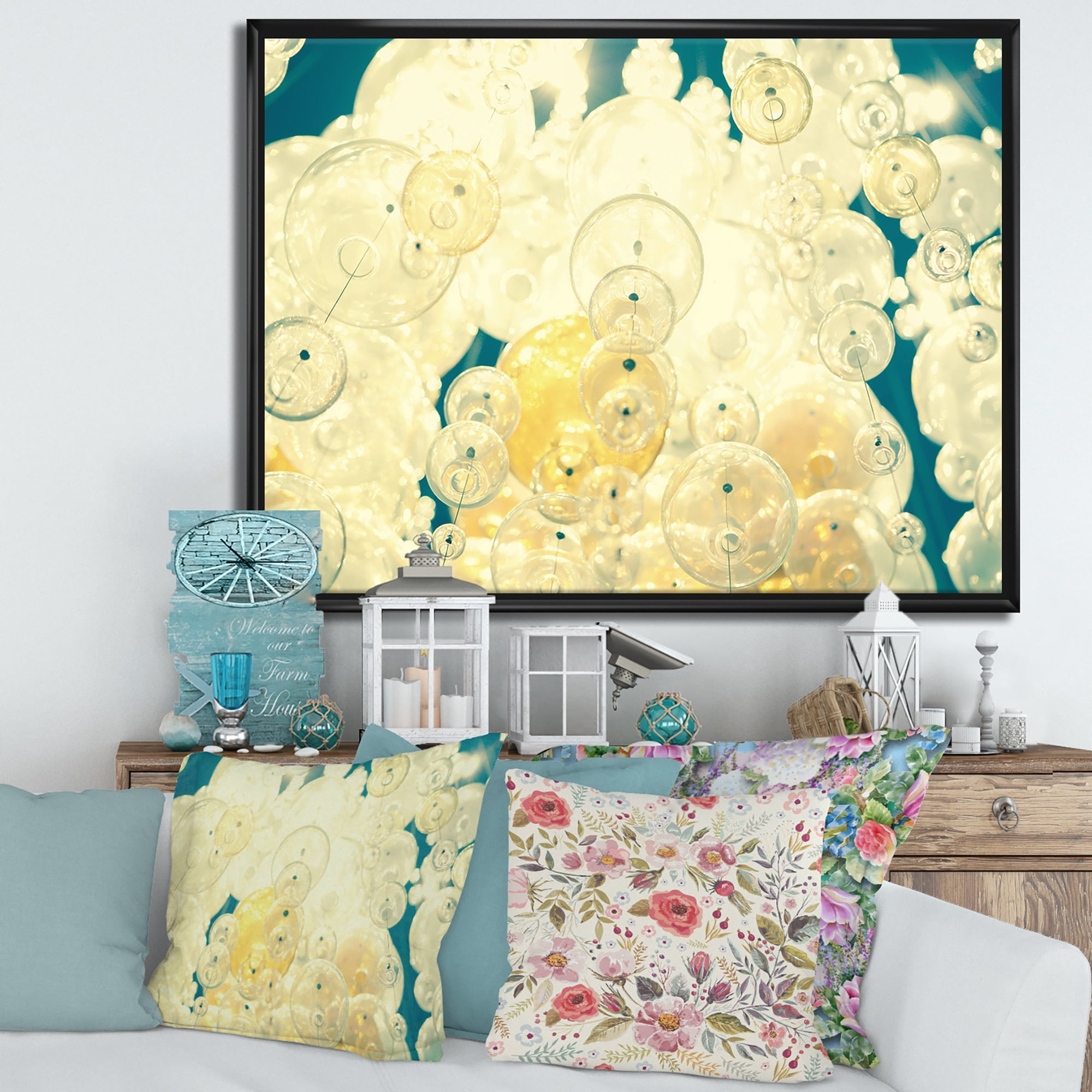 Designart 'Chandelier In The Form of Balls Abstract Art II' Modern Framed Canvas Wall Art Print