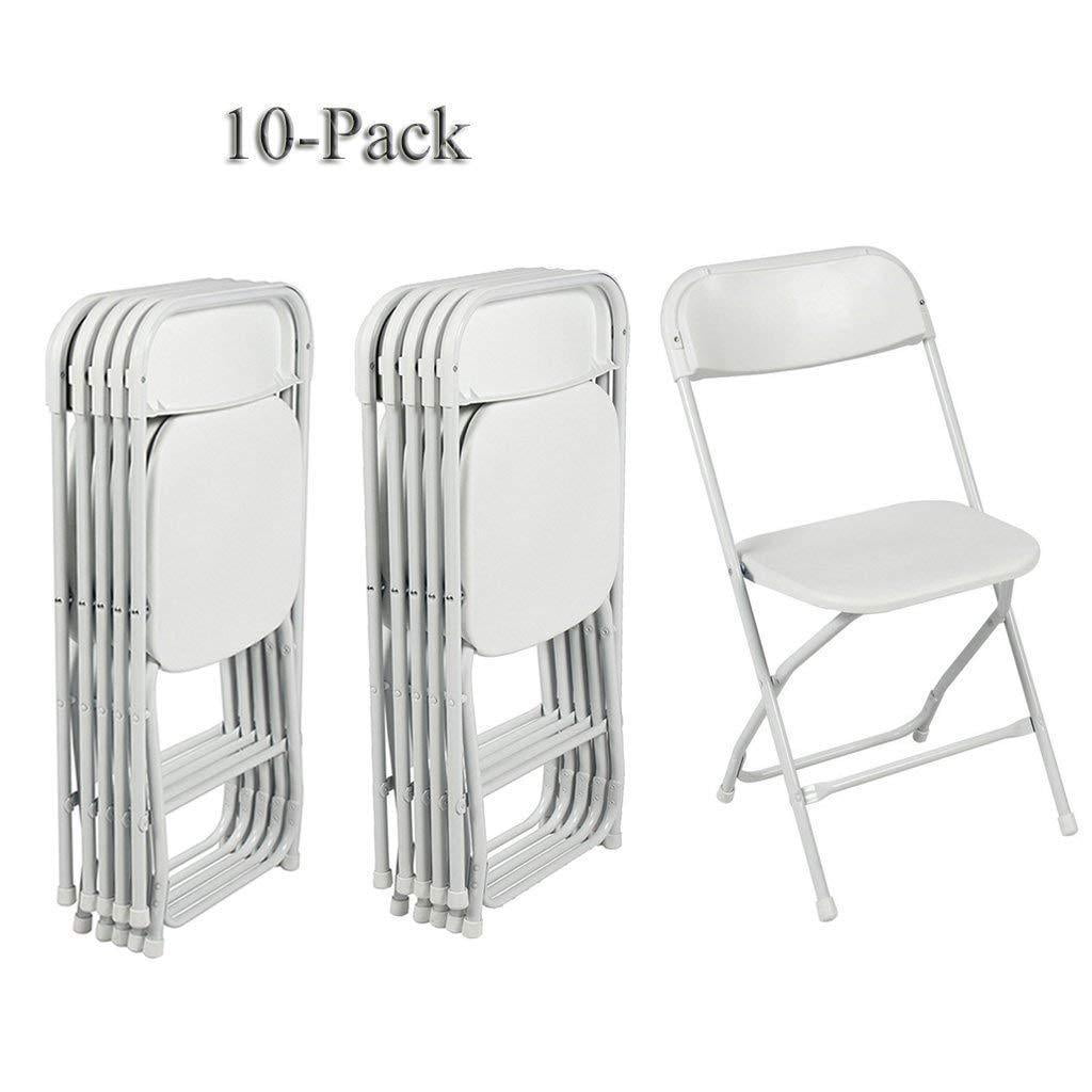 10 PC Commercial Wedding Quality Stackable Plastic Folding Chairs White 