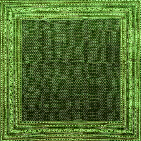 Ahgly Company Indoor Square Persian Green Traditional Area Rugs, 3' Square